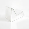 Discover a modern chair with a minimalist design, featuring a reflective mirror surface. Its angular shape creates a geometric aesthetic, set against a plain white background. This stunning piece of furniture is available for sale by The Graduate Gallery.